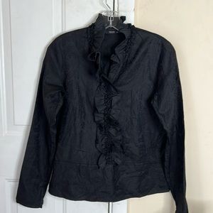 ETRO Black Ruffle Cut Long Sleeve Top